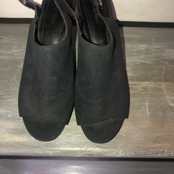 Calvin Klein black platform wedge NADUNA peep toe slingback sandal 9 - Picture 5 of 5